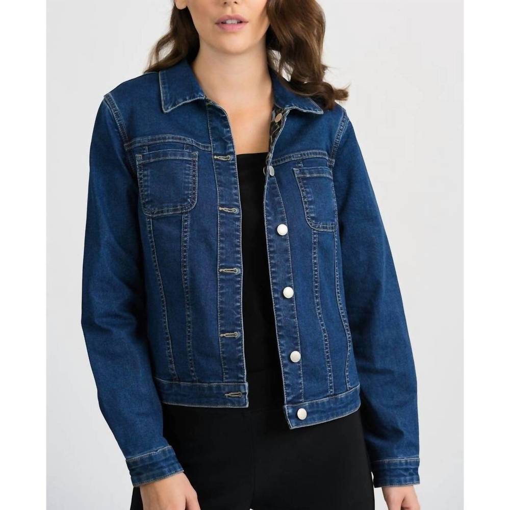 NEW JOSEPH RIBKOFF reversible jacket in denim blue/multi - Picture 2 of 4